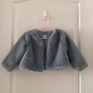Baby gap faux fur coat size 12-18 months gray